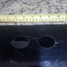 Antique Interesting Pair of Wire Frame Dark Lens Sunglasses Eyeglasses