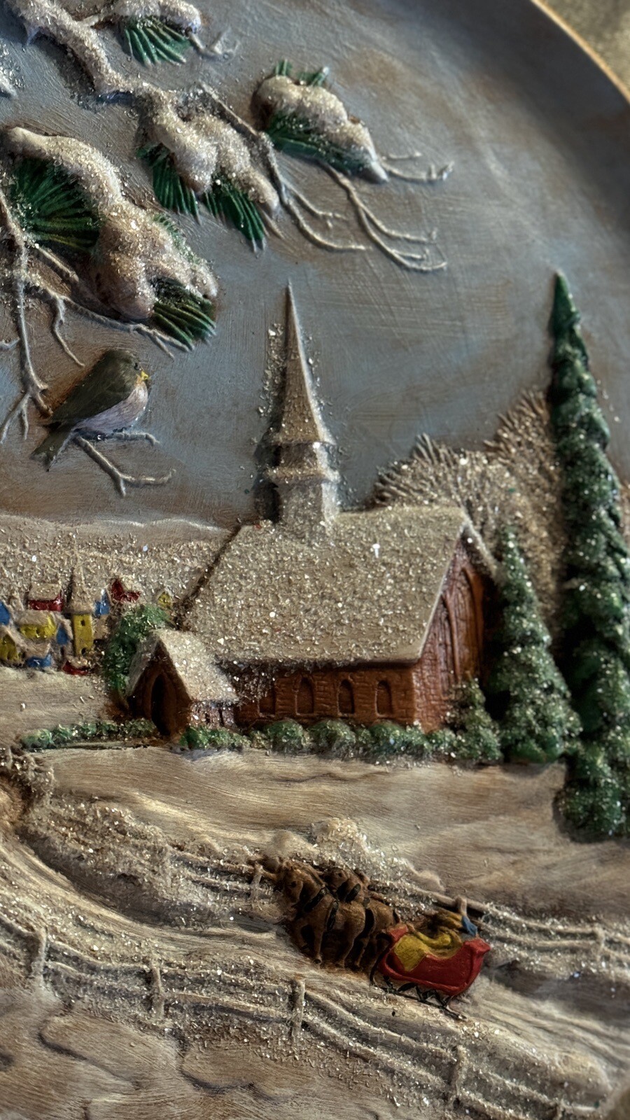 VINTAGE 1980 Byron Molds Winter Scene Plate Snowy Countryside Christmas Church