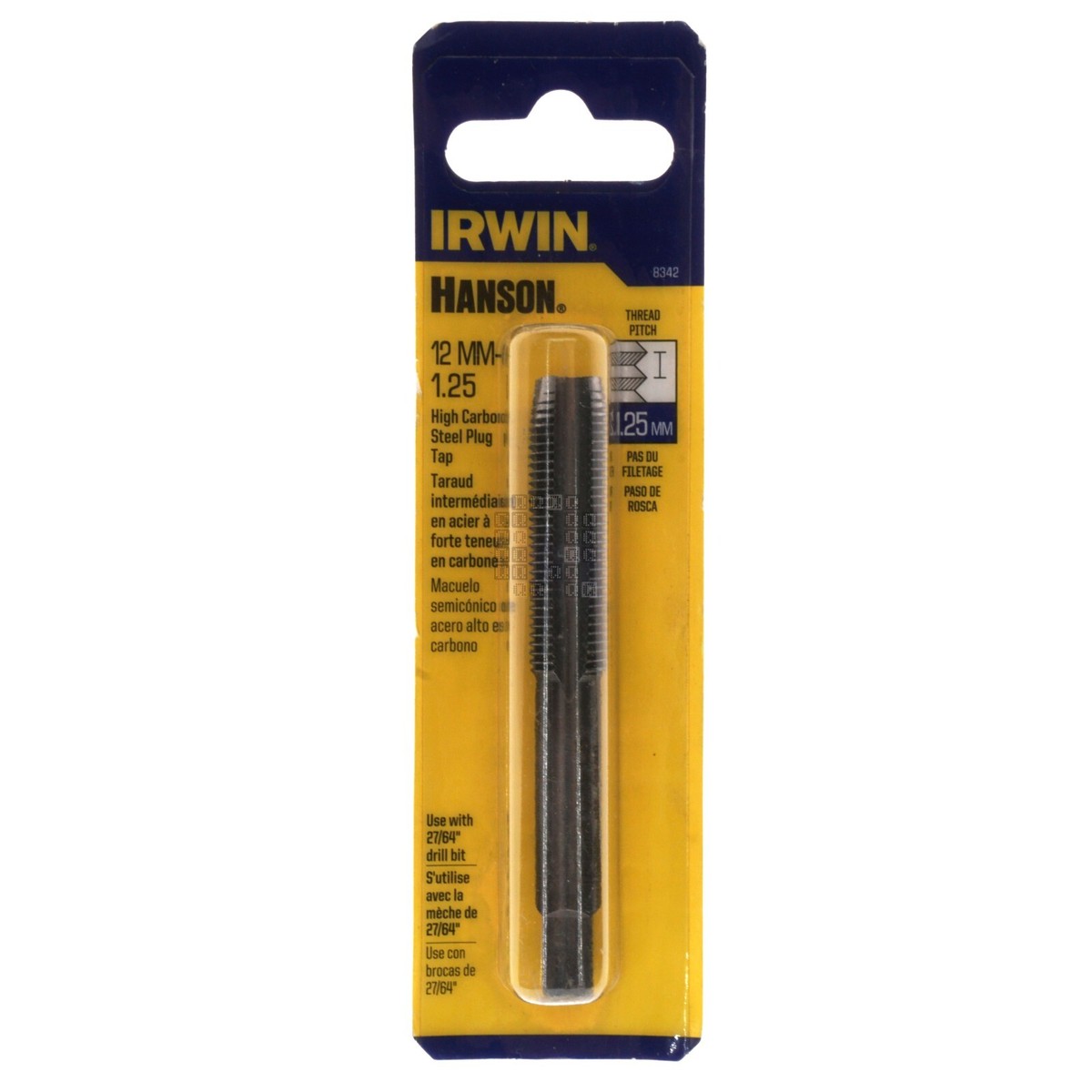 Irwin Hanson 8342 12mm-1.25 High Carbon Steel Plug Tap, M12-1.25