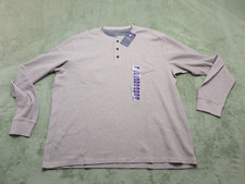 NWT Member's Mark Men's Waffle Knit Soft Thermal Tan Henley Chest Pocket XXL