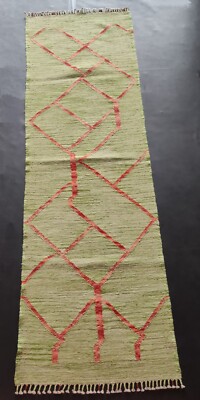 Moderner handgeknüpfter afghanischer/türkischer Läufer Kelim Teppich, Azteken Wollteppich, Größe 198x60 CM