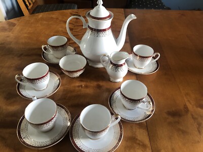 VINTAGE Kaffeeservice Mokkaservice Royal Grafton MAJESTIC Red BONE CHINA
