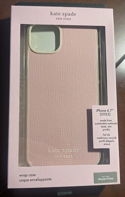 Kate Spade Defensive Hardshell Wrap Case iPhone 14 Plus Pink New!