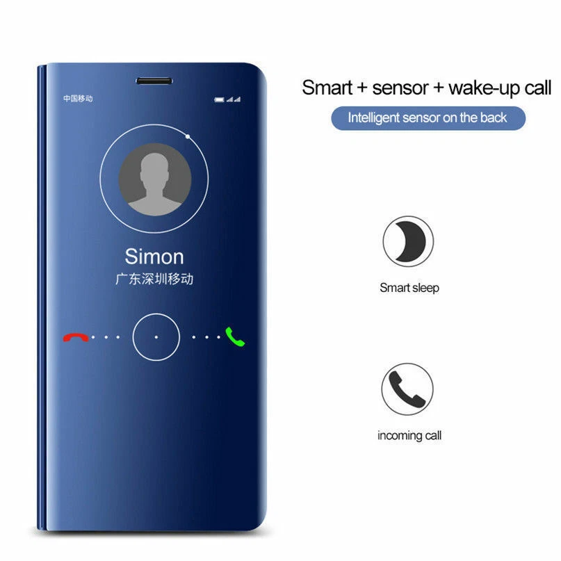 Original Samsung S8 S9 S10 Note8 Note9 Smart View Cubierta Espejo Abatible Cuero Estuche Foto 4 de 4