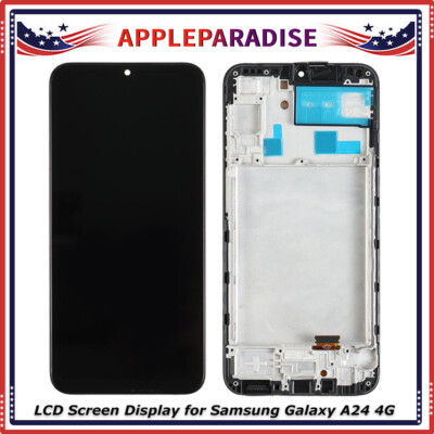 US LCD Display Touch Screen Frame Assembly Replacement for Samsung Galaxy A24 4G