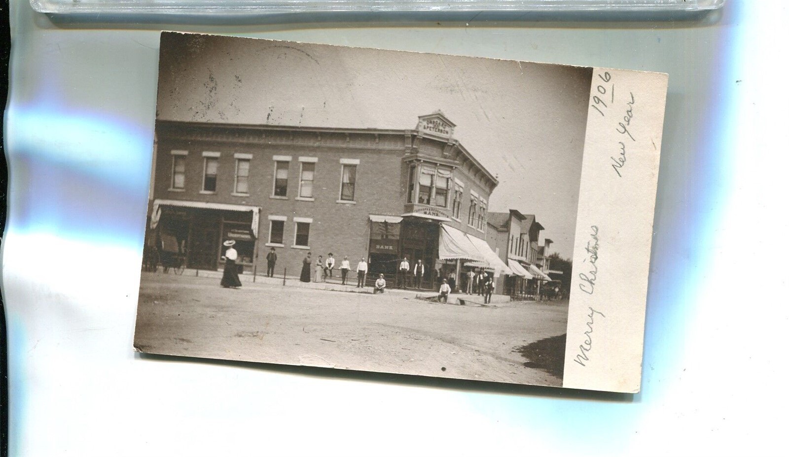 ORFORDVILLE WISCONSIN FARMERS BANK STREET SCENE REAL PHOTO POSTCARD