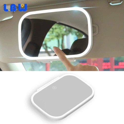 LED Lighted Clip On Sun Visor Vanity Mirror Car Automobile Cover Makeup