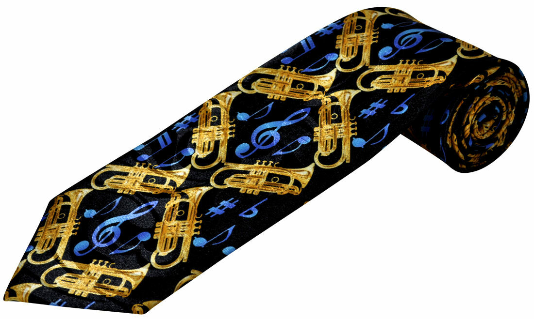 THE TIE STUDIO - MUSIC - Trumpets and blue notes Musical men's Novelty Tie