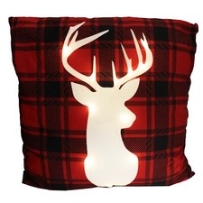 Large Light Up Christmas Cushion 60cm x 60cm - Stag Head