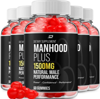 (5 Pack) Manhood Plus Gummies for Men   ManhoodPlus Male Gummy All-Natural