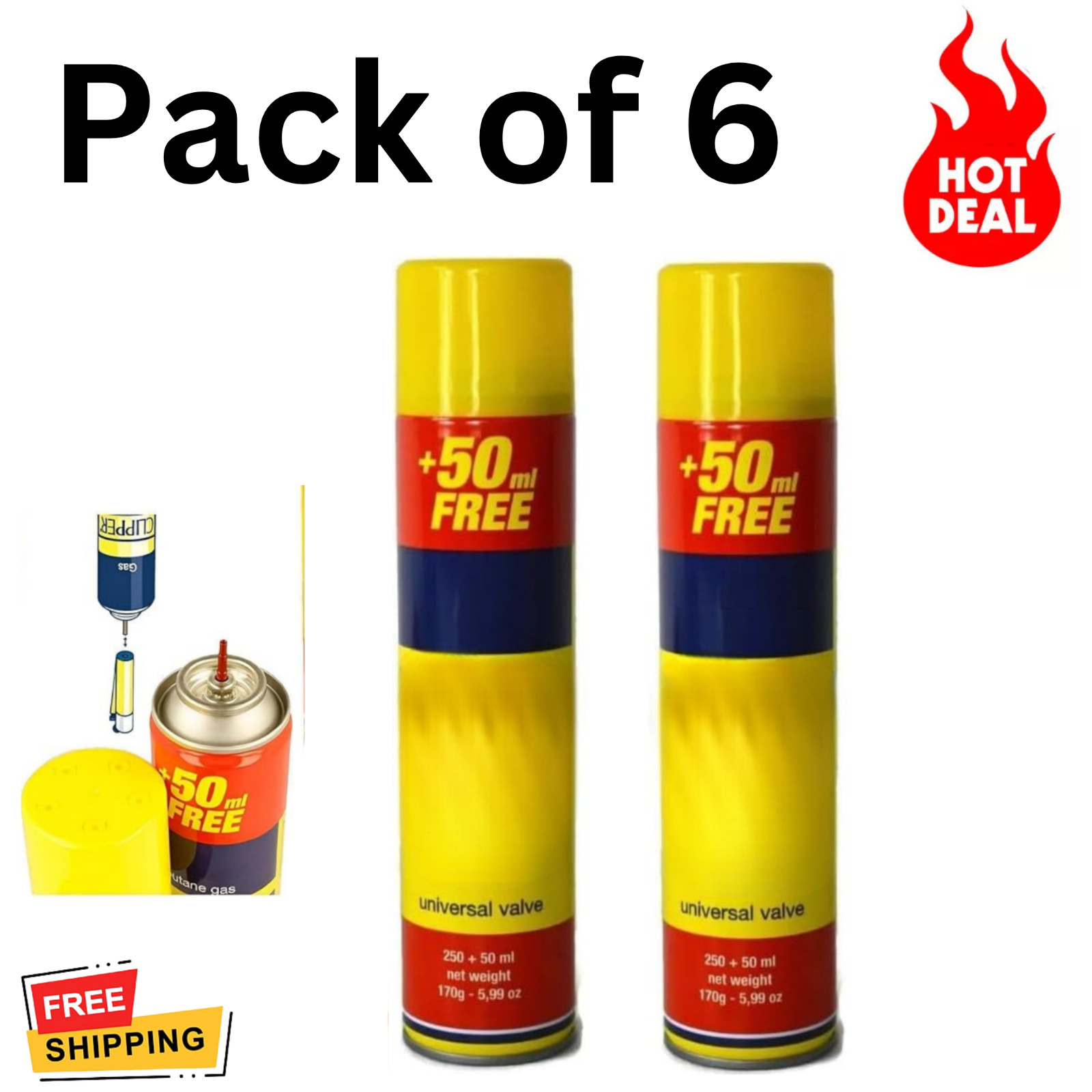 6 X 300ML Clipper Universal High Quality Butane Gas Lighter Refill Fluid Fuel