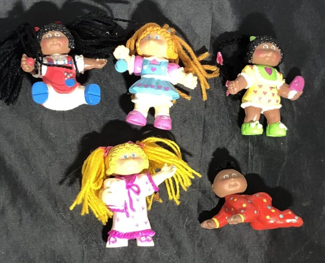 Vintage 1985 Cabbage Patch Kids Girls and Baby Mini PVC Figurines Set of 5