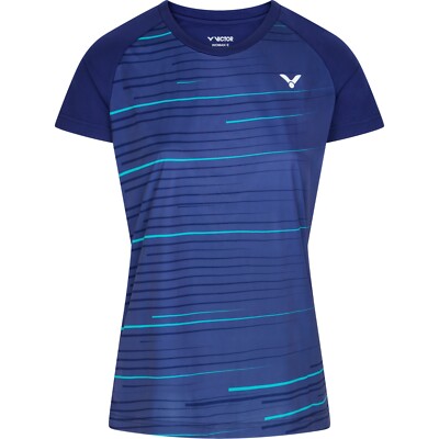 VICTOR T-Shirt T-34100 B Lady Blau Badminton Squash Tischtennis