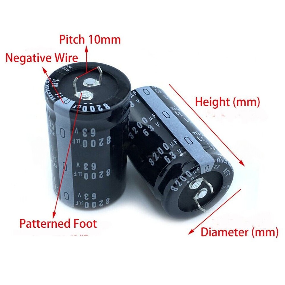 2 Condensateurs Électrolytiques 8200µF 63V Nichicon - 30x50mm Pour Ampli Audio HIFI