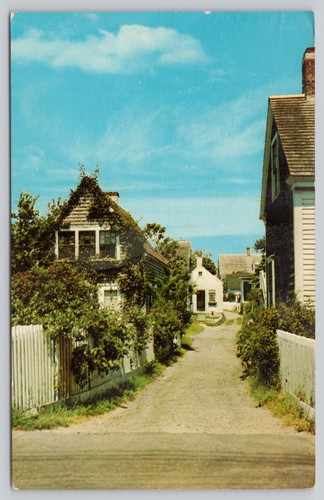 Vintage Postkarte einer Dorfgasse in Cape Cod, Massachusetts 1966