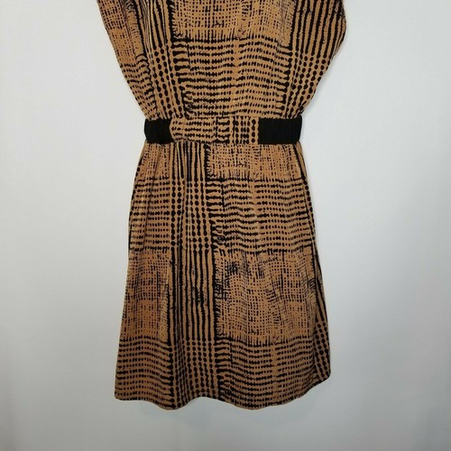 Ya Los Angles Womens Dress Sz Lg Tribal Print Brown Bk Open Back Shirred Waist - Picture 5 of 12