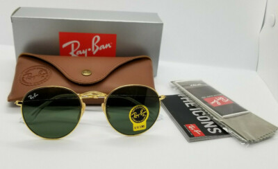 Ray-Ban Round Metal Golden Framed Sunglasses G15 Green  display picture 2