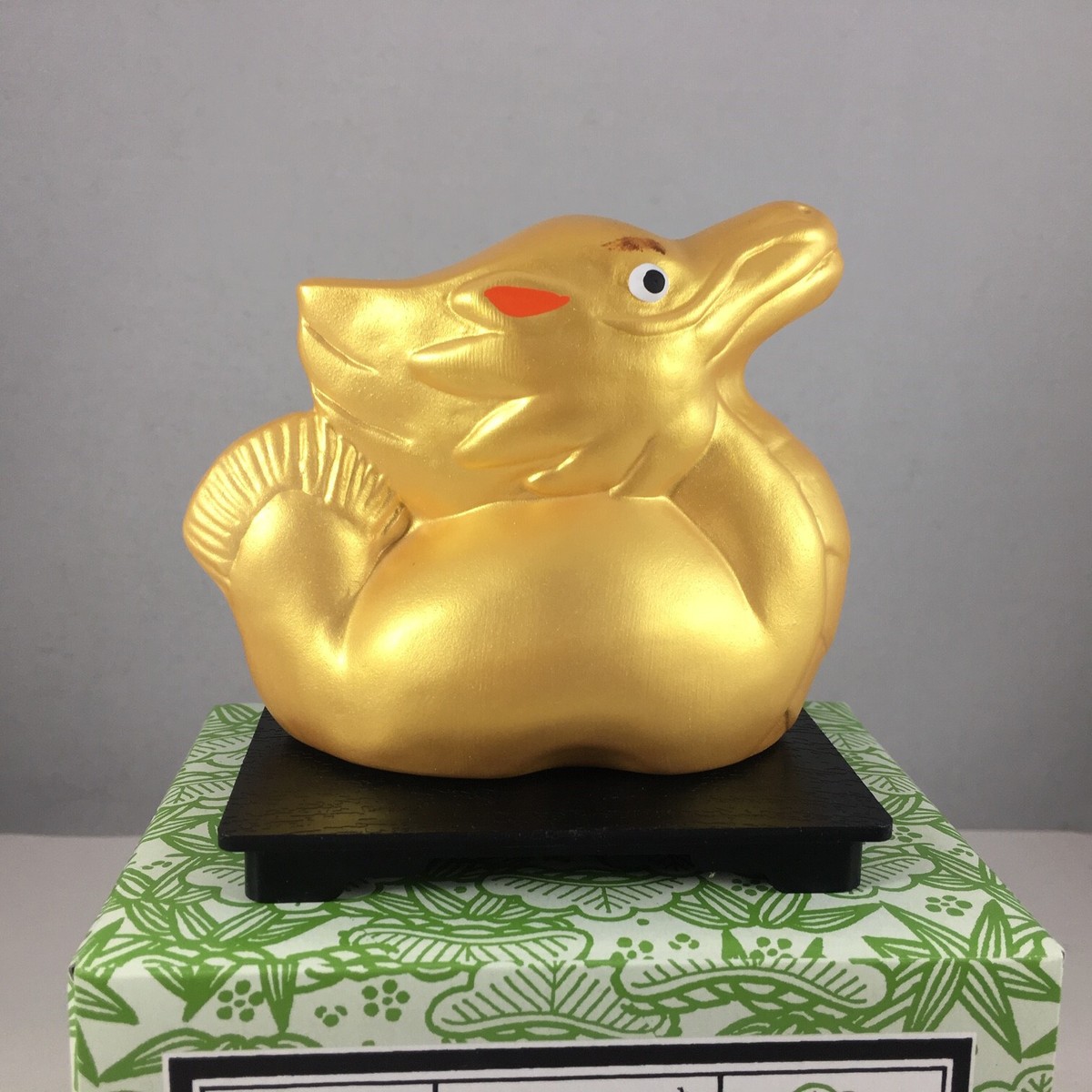 Japanese ETO 2024 Zodiac Gold Clay Dragon Ornament Stand Figurine