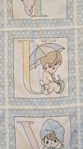 Vintage Precious Moments Alphabet ABC Quilt Crib BABY Blanket Pastel Lovey - Picture 7 of 11