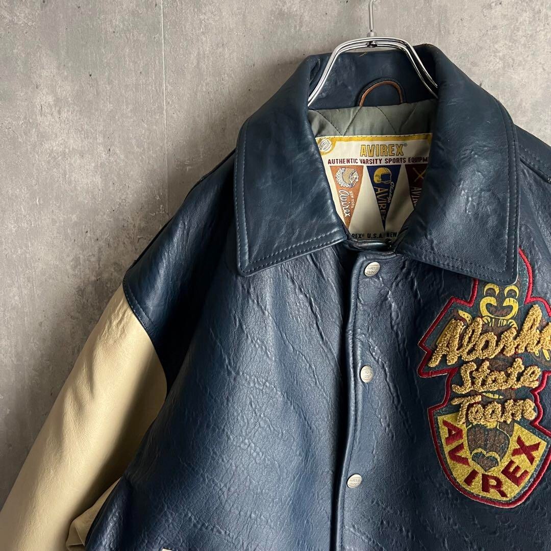Vintage AVIREX 80s Alaskan Wild Bears Leather Varsity Jacket