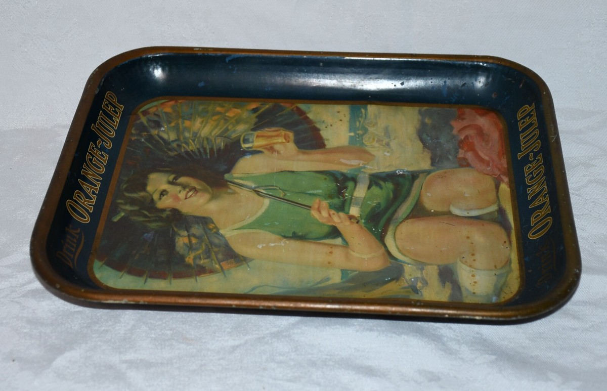 Vintage 1920s Drink ORANGE JULEP Soda Metal Serving Tray Rare | eBay