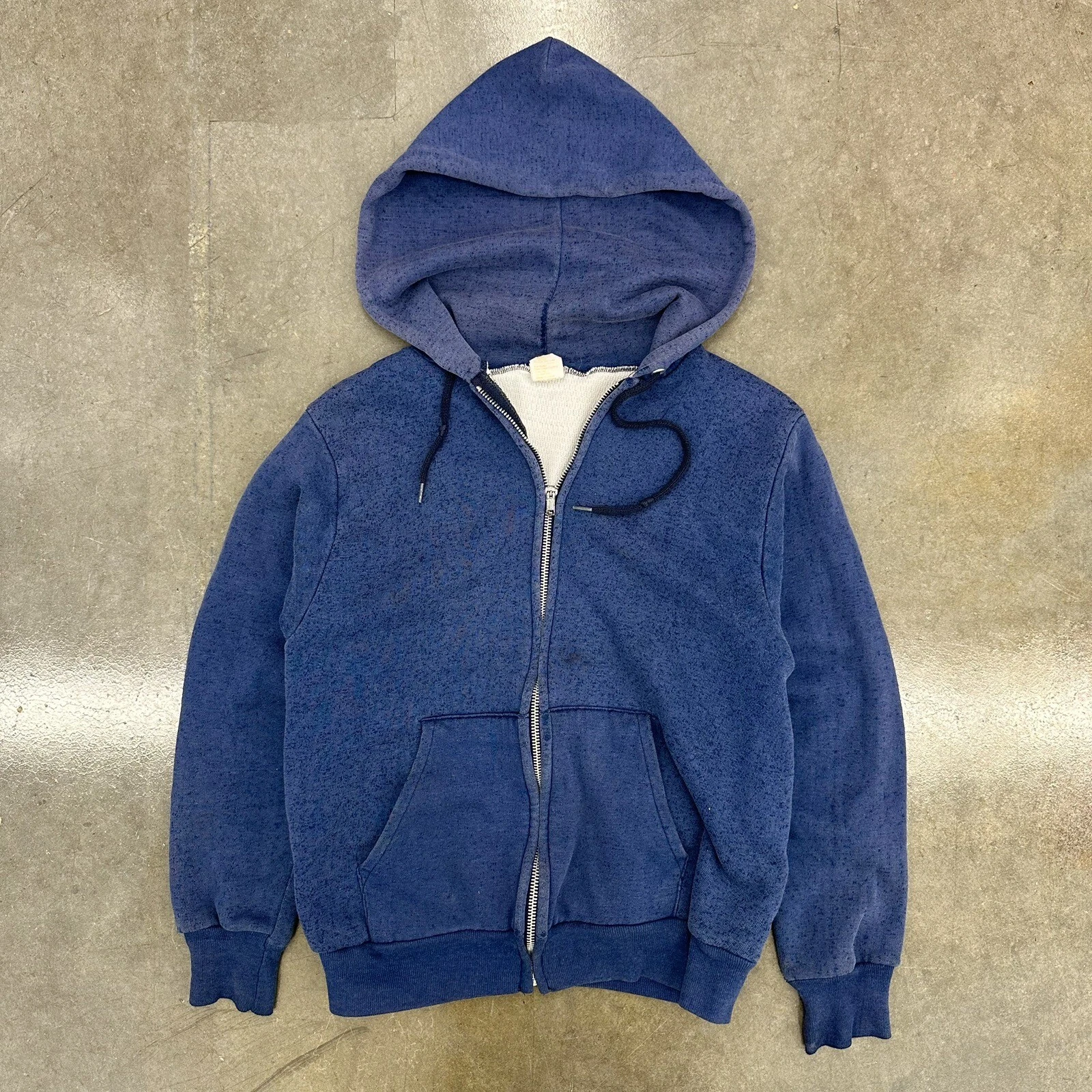 Vintage Akom Zip Up Hoodie Men’s Small Blue Thermal Lined 70s 80s