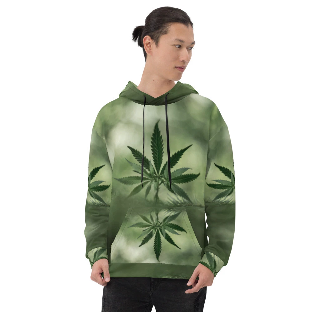 Green Leaf Unisex Hoodie,alloverprint kangaroo,leaves anorak, leaves Sweetshirt
