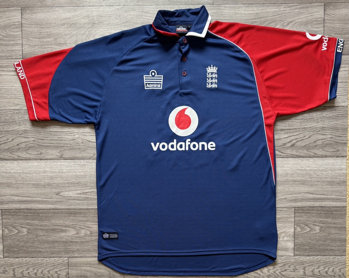 England Cricket Shirt Large Blue Admiral Vodafone | eBay