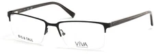 VIVA VV4025 002 Black Metal Semi Rimless Eyeglasses Frame 60-19-155 Big & Tall