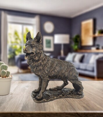 Deutscher Schäferhund Kaltguss Bronze Elsässer Skulptur Figur Neu & Originalverpackt