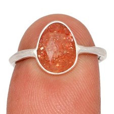 Natural Faceted Sunstone - Madagascar 925 Silver Ring Jewelry s.5 CR70254