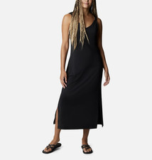 COLUMBIA WOMEN'S BLACK SLEEVELESS CHILL RIVER MIDI DRESS PLUS Sz 1X