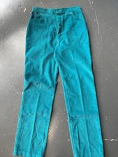 Vintage 70s Wrangler Corduroy Flared Pants Teal Scoville Hippie Sz 28Wx32L