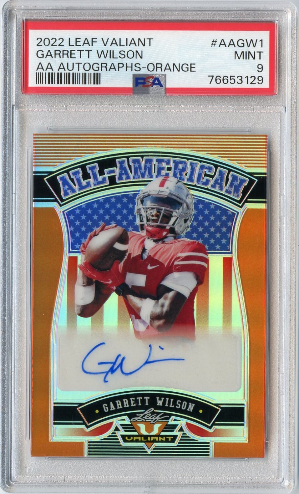Garrett Wilson Leaf Valiant All-American Autographs #AAGW1 Orange