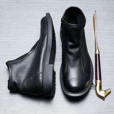Men's Business Formal Black Pump Soft Flat Fashion Comfort Lace Up Chelsea Boots