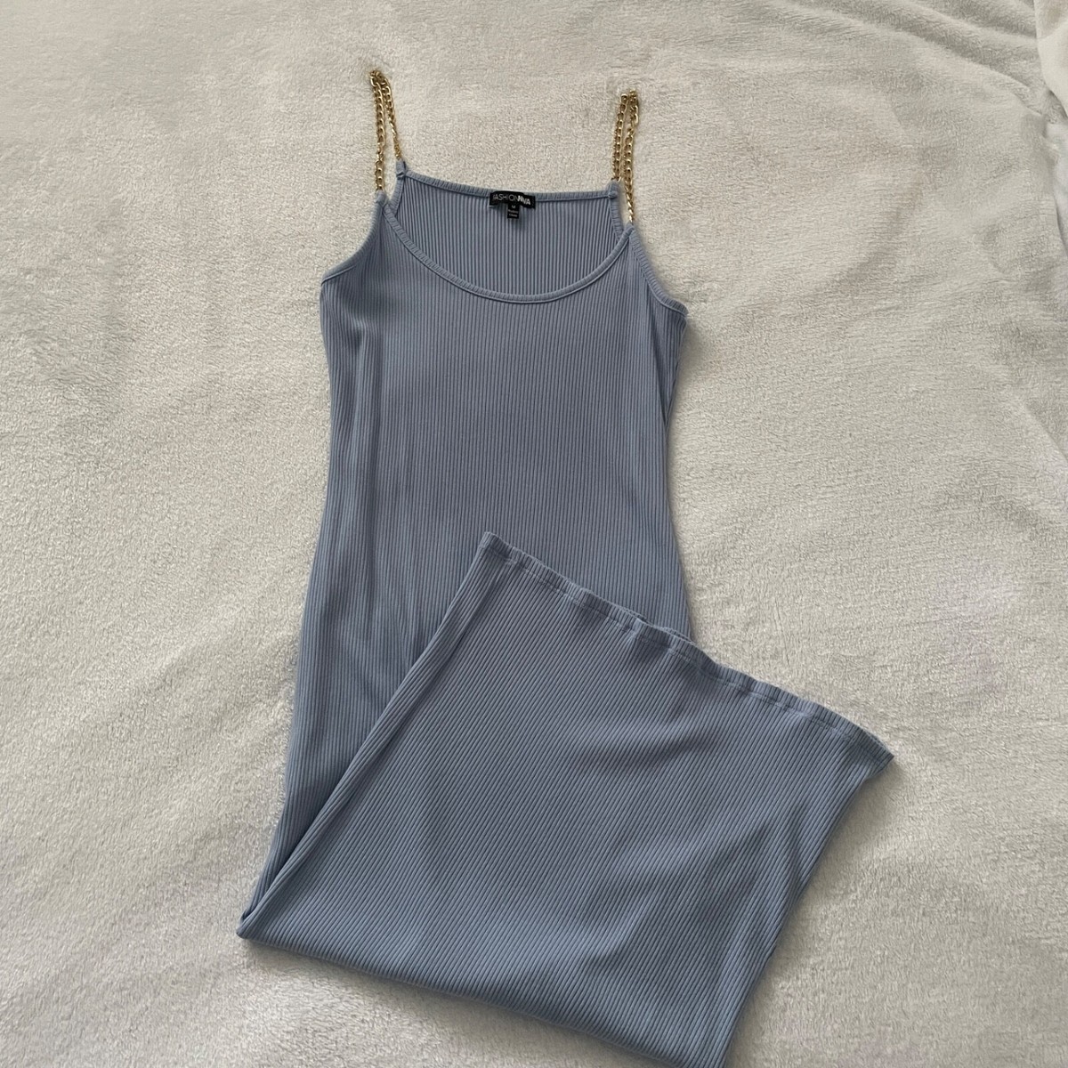 Fashion Nova Taking Chances Blue Midi Dress Chain Strap WOMENS M | eBay
