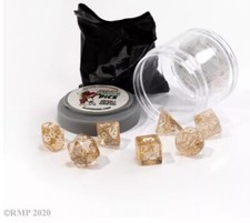 Reaper Miniatures - Pizza Dungeon Dice - Glitter Gold Boss Dice Set NEW