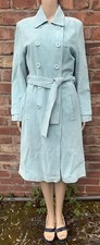 Vtg Keenan Leather Suede Duck Egg Blue Coat Ladies Sz Uk 12 Rare Find .