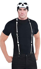 Amscan Adult Black  Bone Suspenders Multi