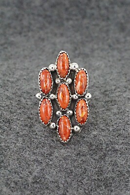 Spiny Oyster & Sterling Silver Ring - Roberta Begay - Size 7
