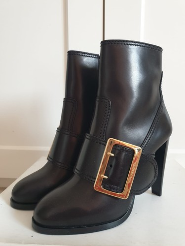 BNIB Burberry Portesham Black Buckle 110mm Platform Ankle Boots Heeled UK 7 EU40 - Picture 4 of 17