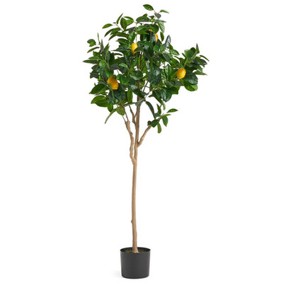 Künstlicher Zitronenbaum 150cm grün getopft lebensecht Kunststoff Drahtstiel 50cm Indoor