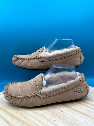 UGG Dakota ciabatte piatte donna taglia 9 avorio scamosciato pelle di pecora pelliccia slip on