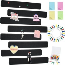 Vuzvuv 8 pcs Bulletin Board Bar Strips with 50 Pushpins  10 Rectangle, Black