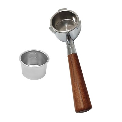Portafiltro Senza Fondo Da 51 Mm A 2 Orecchie In Acciaio Inox Con Manico In Legno Per Macchina Da Caffè - 2