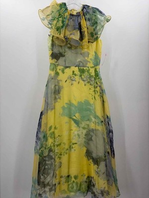 Pre-Owned Lela Rose Yellow Size 4 Maxi Evening Gown