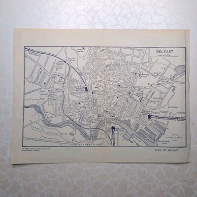 Original 1912 London And North Western Railway Plan Map Of Belfast 