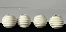 Vintage 1970s Glazed Cream White Macrame Ceramic Craft Large Beads Set of 4