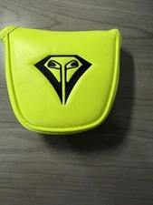 Golf Putter Mallet Headcover Neon Yellow Embroidered, New Magnetic 