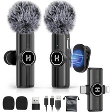 Wireless Lavalier Microphone for iPhone, Android  iPad, Mini Clip on Mic wit...